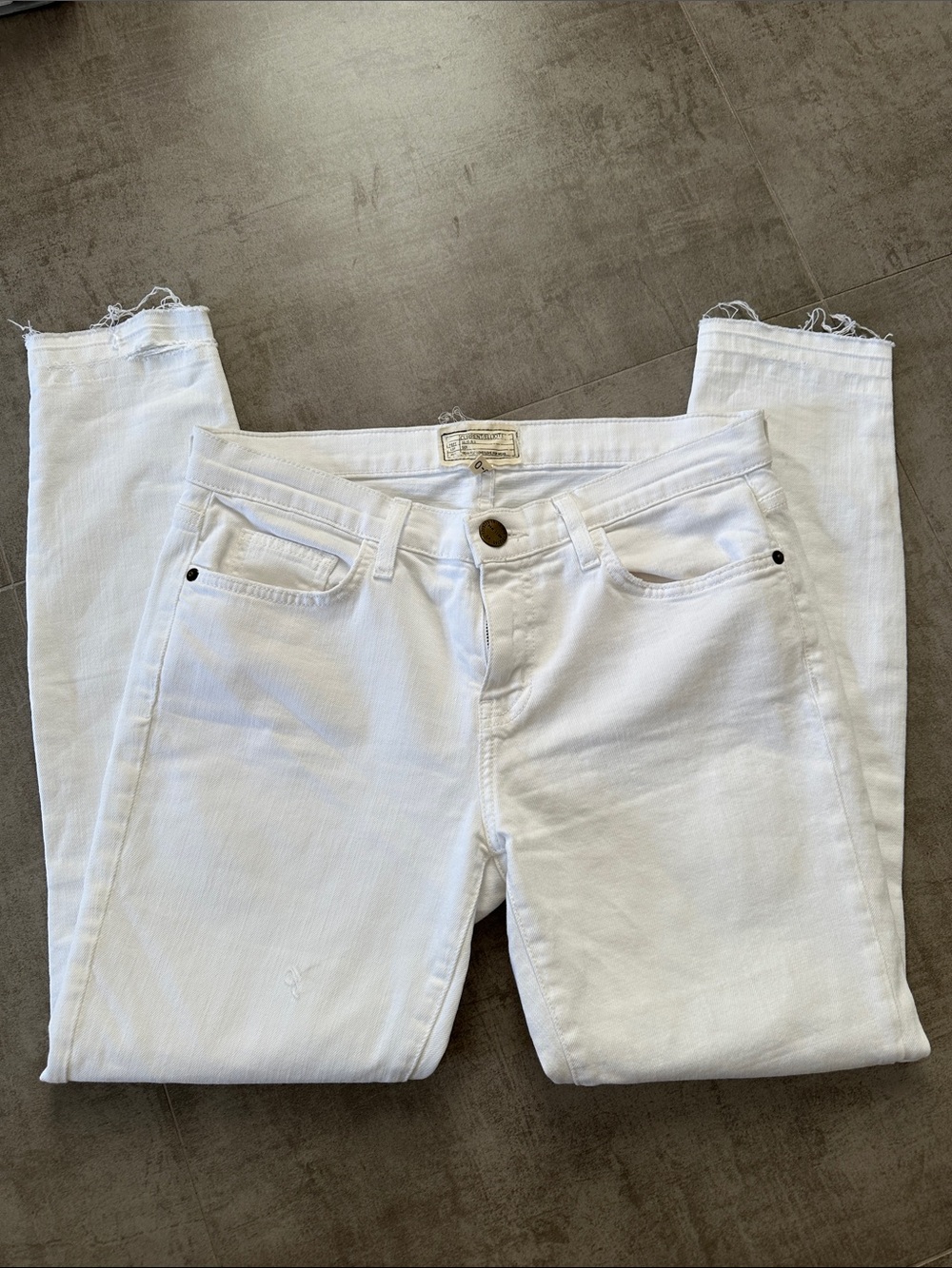 Current/Elliott White Skinny Jeans - High-Rise Slim Fit
